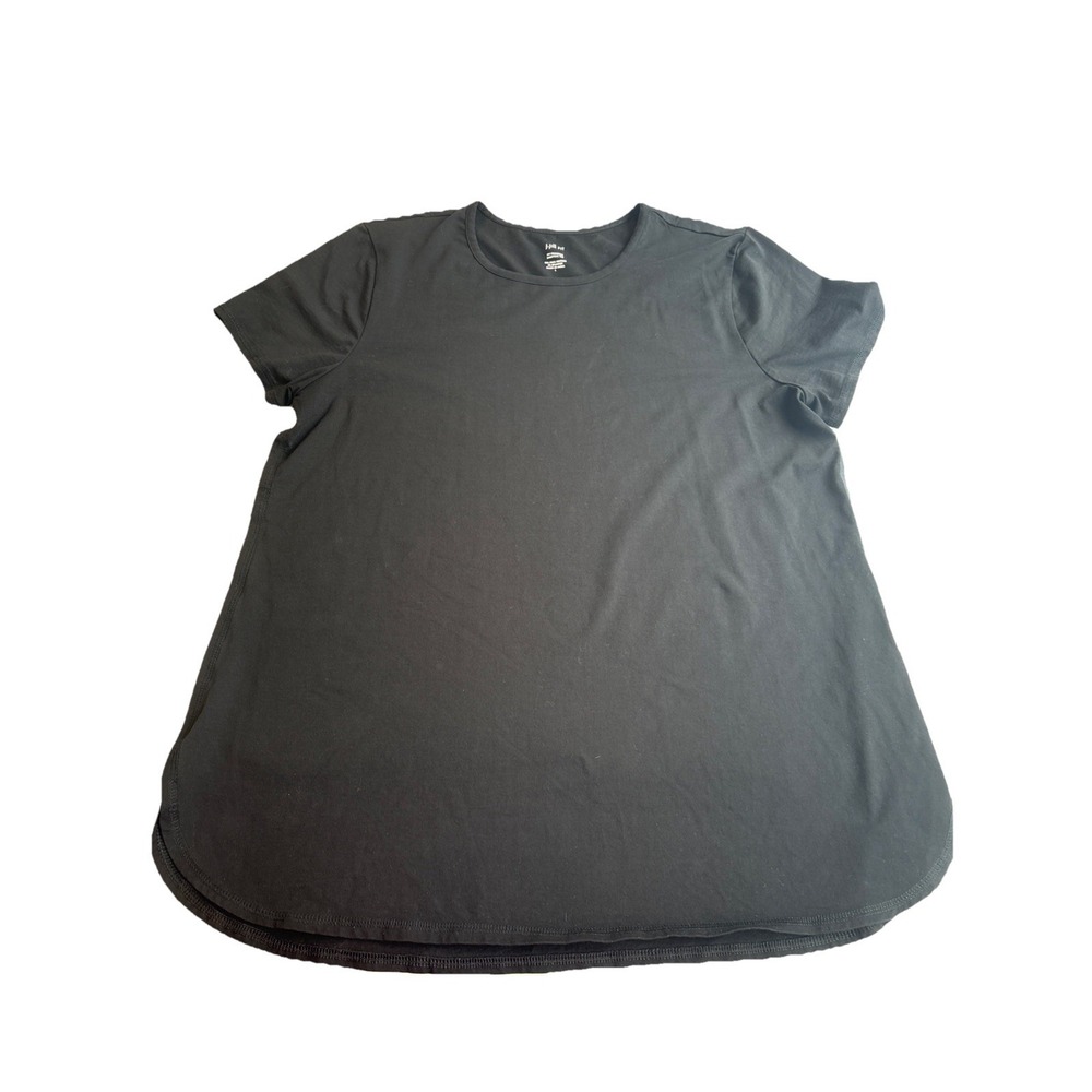 J.Jill Fit Progress Shirttail Tee Luxe Pima Cotton Stretch Black Women's LARGE